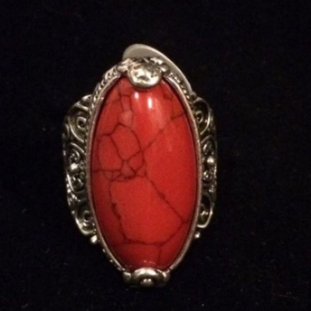 Red Simulated Turquoise Ring - Picture 2 of 4